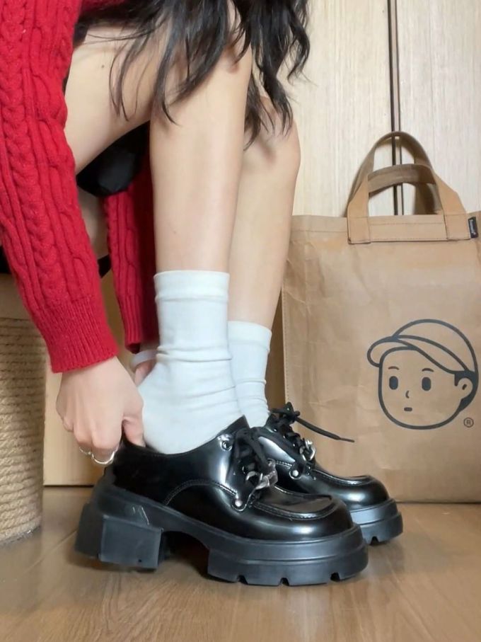 厚底 圆头 皮革