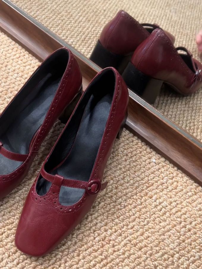 方头 中口鞋 皮革
