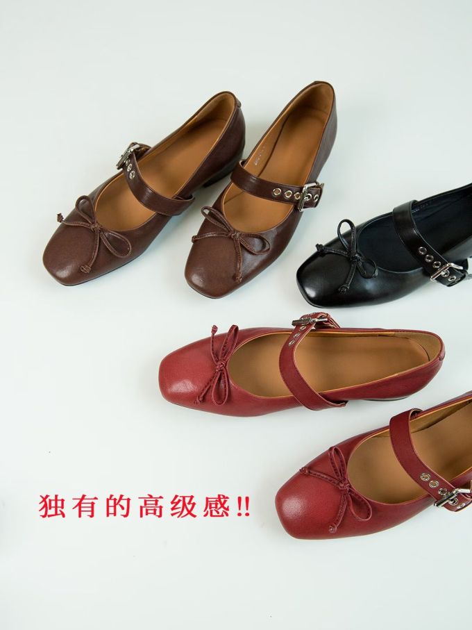 圆头 中口鞋 皮革