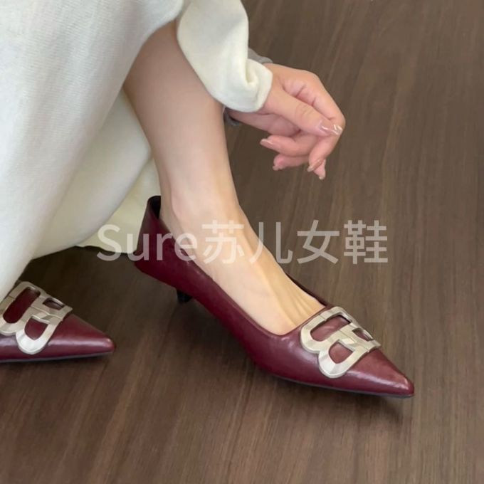 尖头 低帮 一脚蹬 浅口鞋 皮革