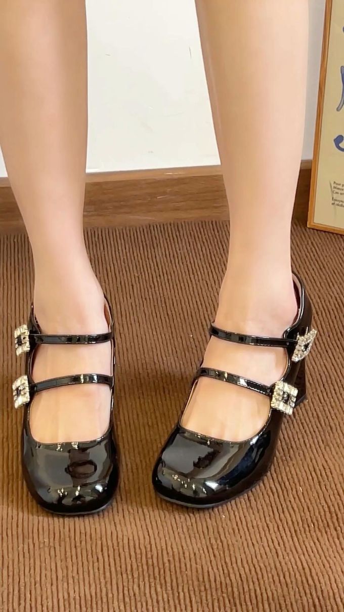 方头 袢扣 中口鞋 皮革 