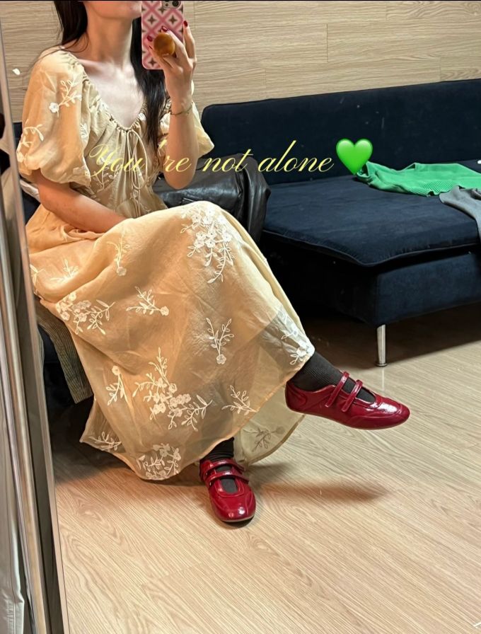 棉麻 X型 V领 古典袖 满印&循环 字母 抽褶 苹果黄 浅金 苏丹褐 淑女