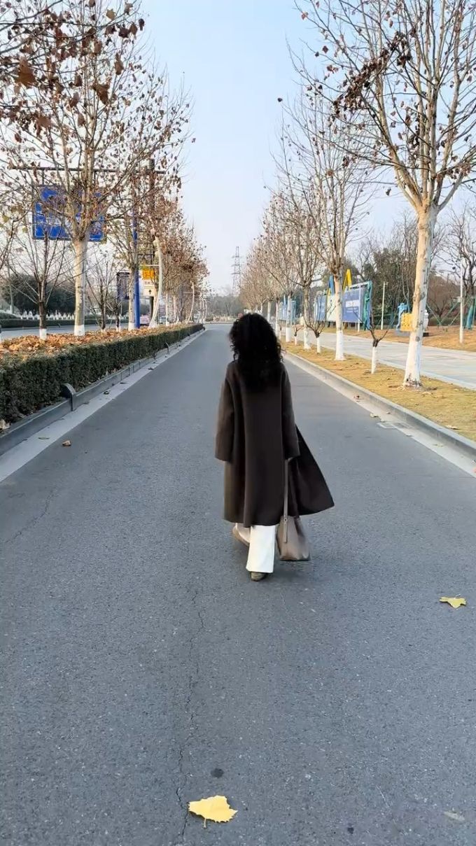 呢绒 H型 立领 中长袖 基础袖 陨石色