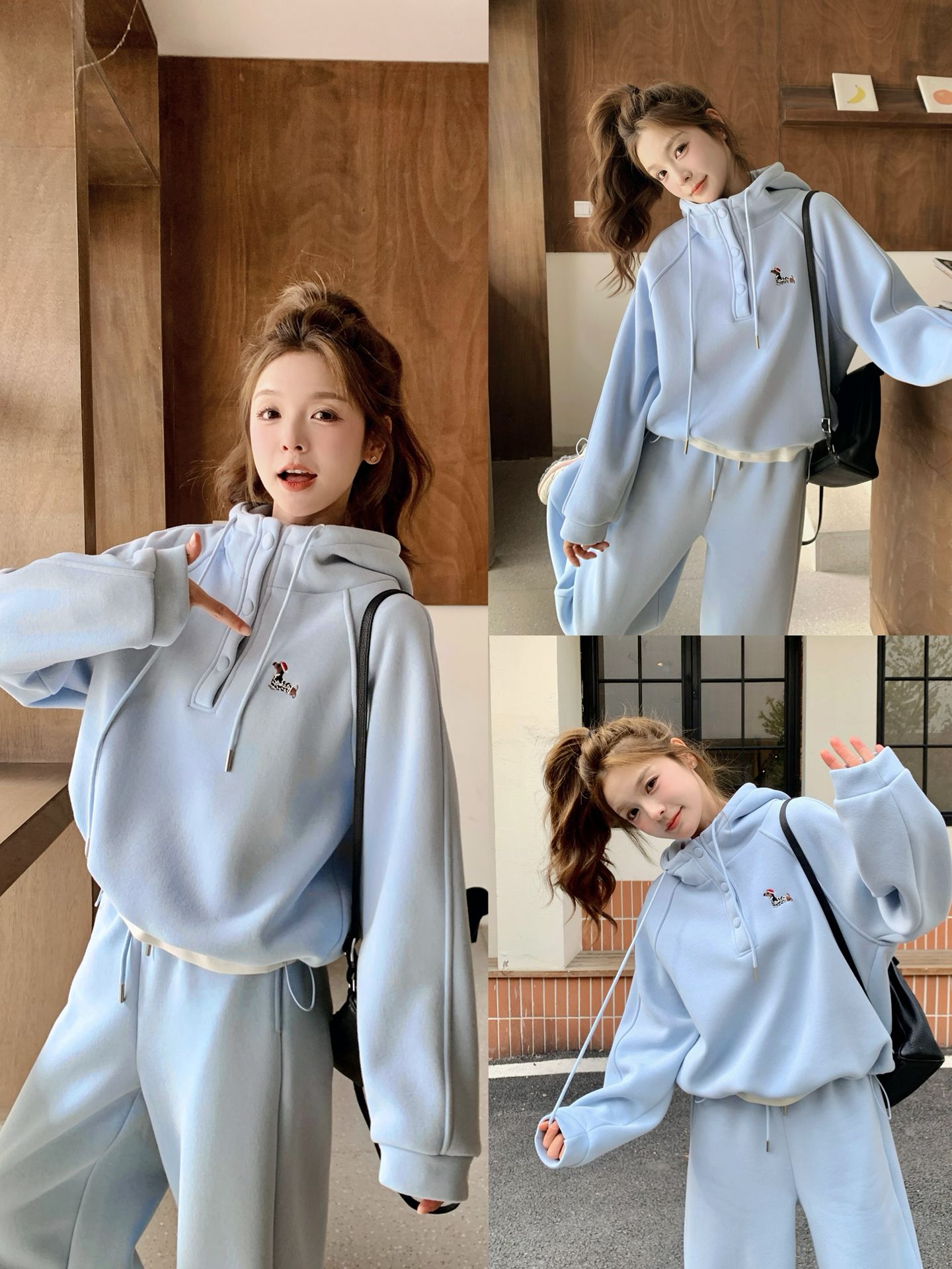 针织面料 H型 连帽领 超长袖 基础袖 黎明灰 基础绳带 休闲运动 运动  - VALI鞋履AI设计主图