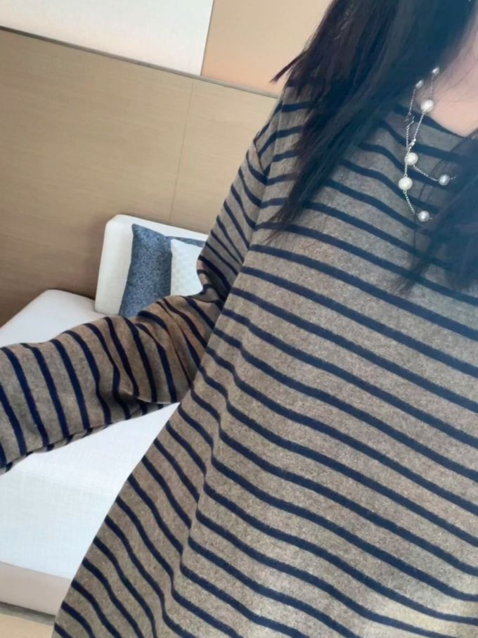 针织面料 H型 基础袖 满印&循环 条纹/波纹 深蓝黑色 塔灰色