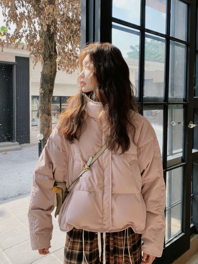 防护功能 O型 棉羽绒袖 奶油咖啡色 角豆果色 灰泥色 甜妹风 甜美