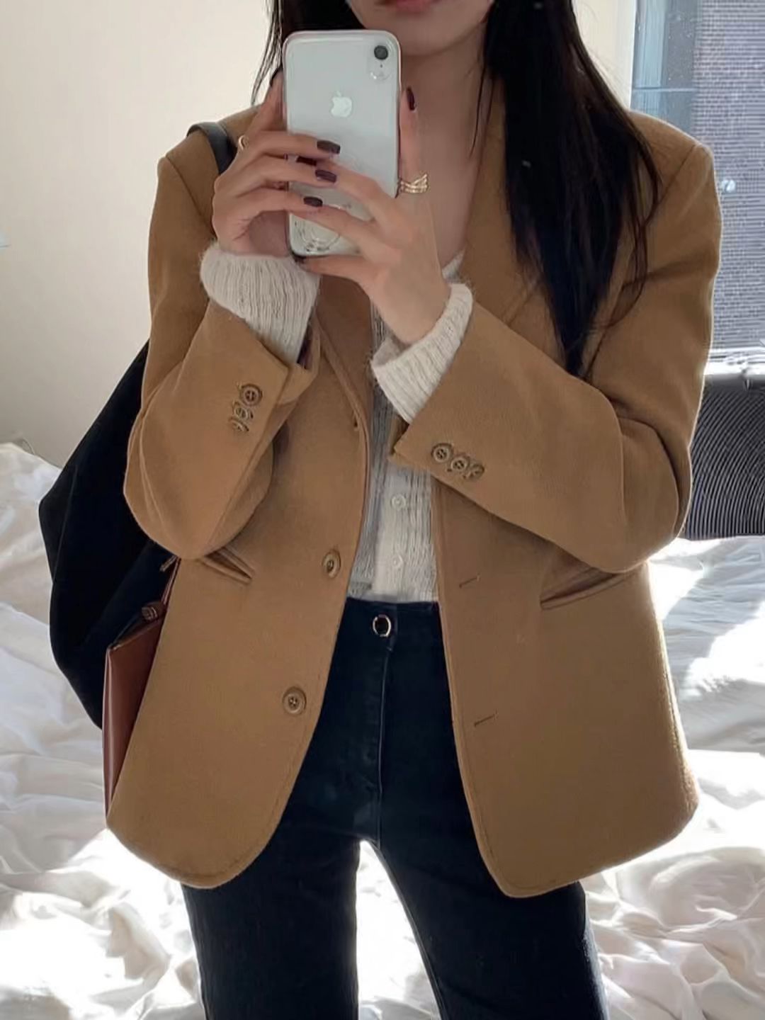 正装面料 H型 基础袖 僧袍色 太妃糖 夜蓝色 基础扣饰 都市休闲 都市  - VALI鞋履AI设计主图