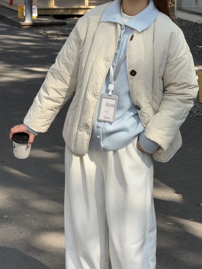 防护功能 O型 翻领 中长袖 棉羽绒袖 深银灰色 岩脊色 燕麦色 基础扣饰 甜妹风 甜美