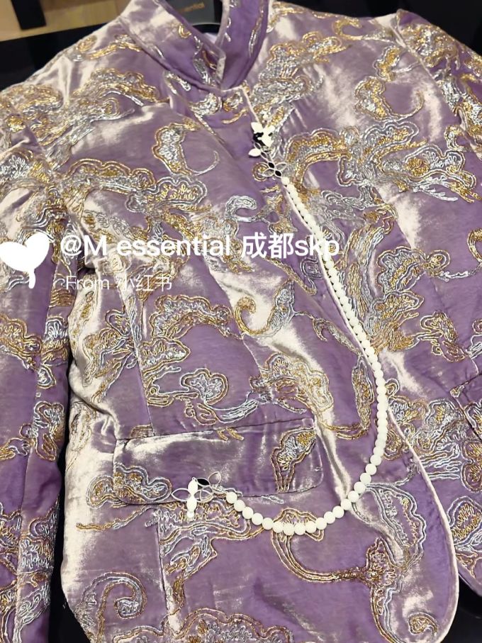 H型 立领 中长袖 基础袖 满印&循环 印花 雾紫色