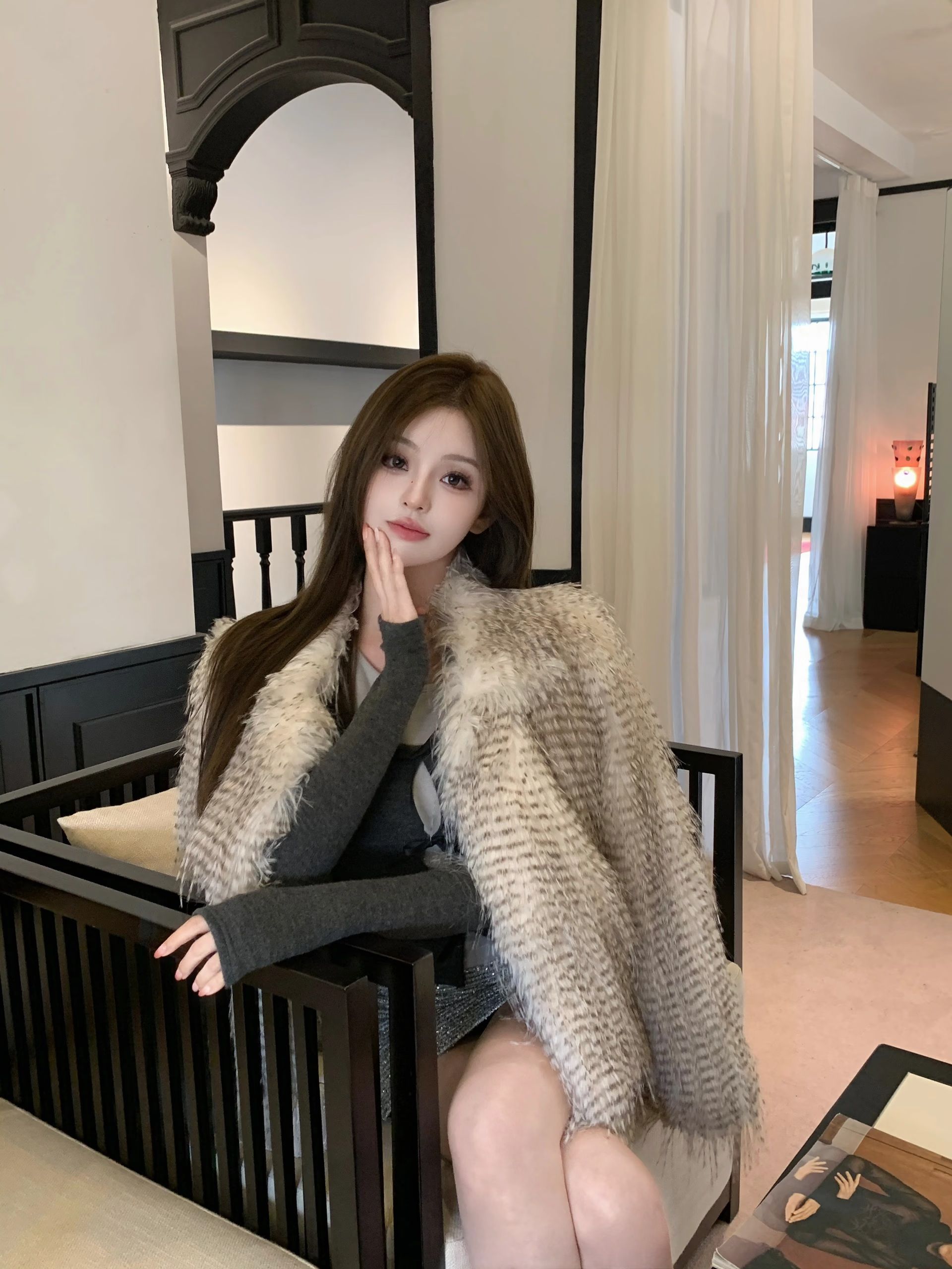 皮草面料 H型 海盗黑 灰棕色 腐殖土色  - VALI鞋履AI设计主图