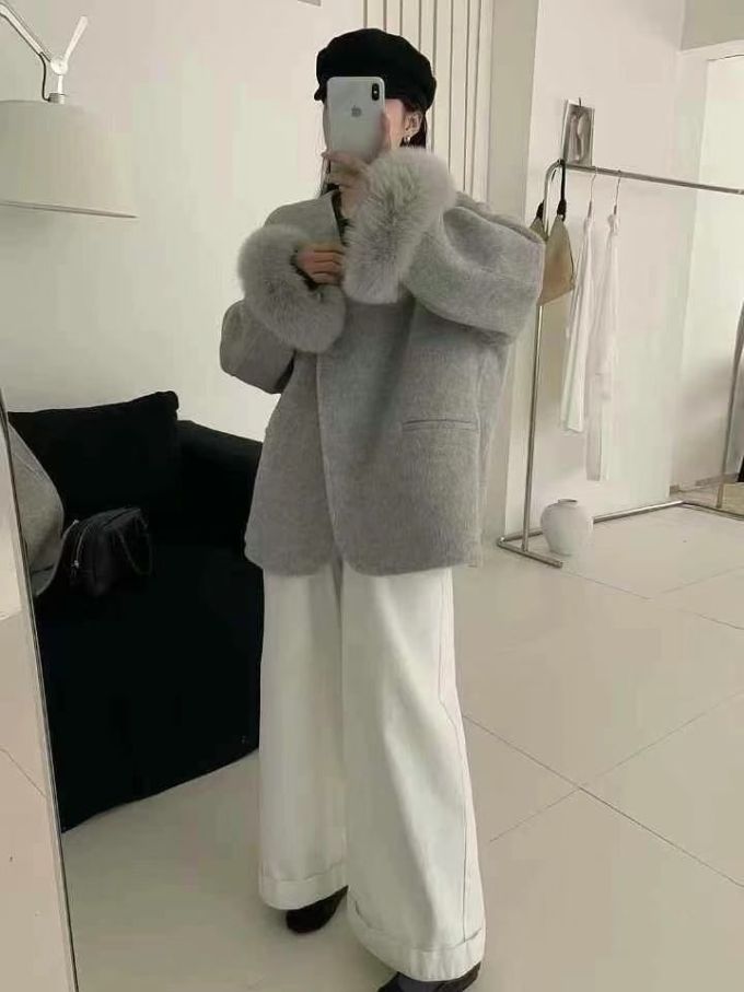 呢绒 H型 翻领 中长袖 烟熏橄榄色 毛条 韩系休闲 休闲