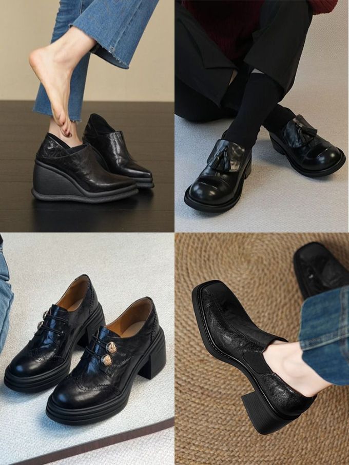 方头 低帮 中口鞋 皮革