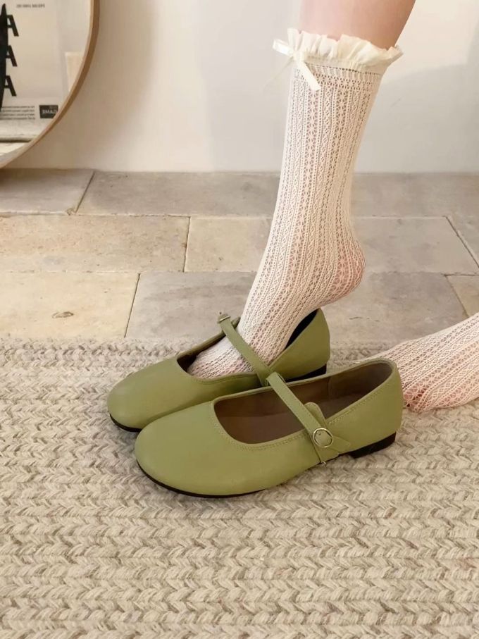 圆头 袢扣 中口鞋 皮革 