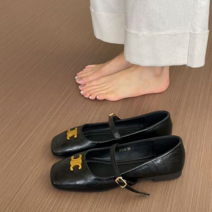 方头 中口鞋 皮革 