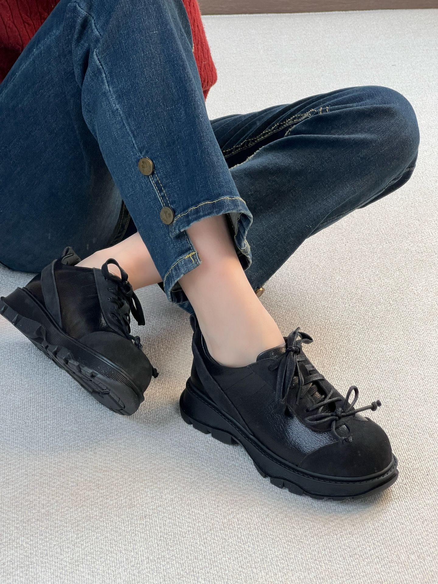 低帮 弹力绳 系带 皮革  - VALI鞋履AI设计主图