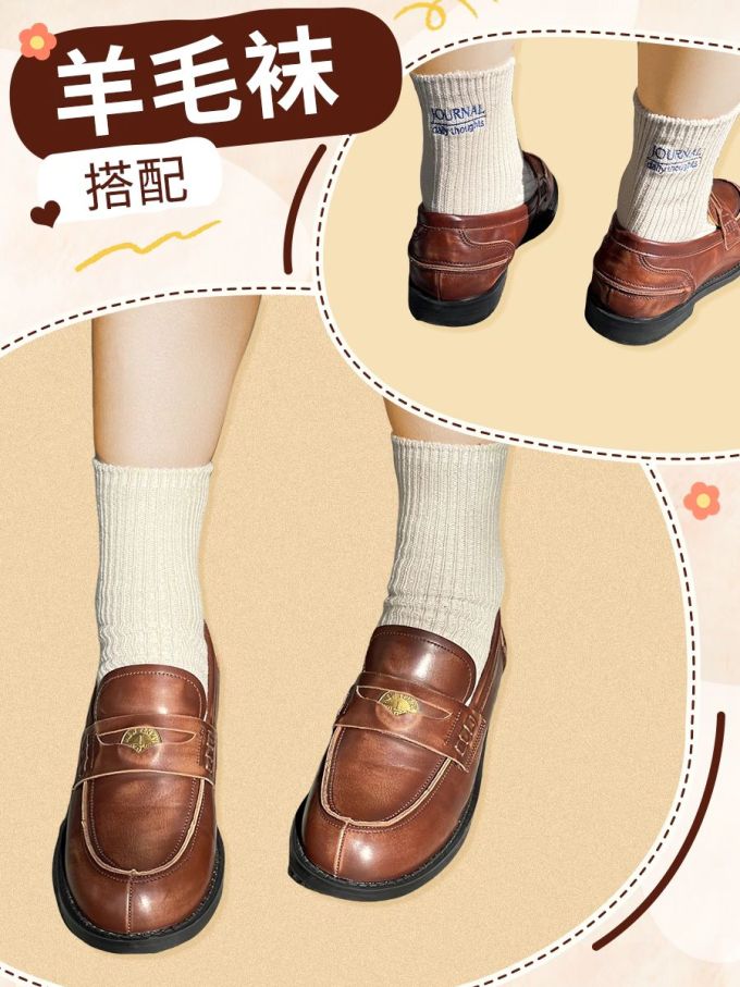 圆头 低帮 一脚蹬 深口鞋 皮革 
