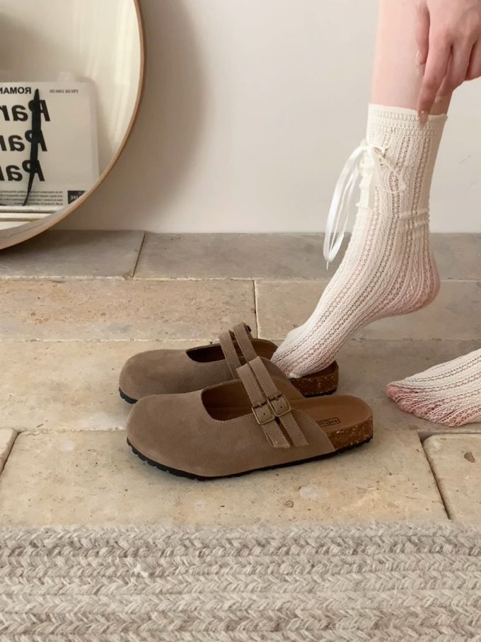 平底 圆头 中口鞋 皮革 