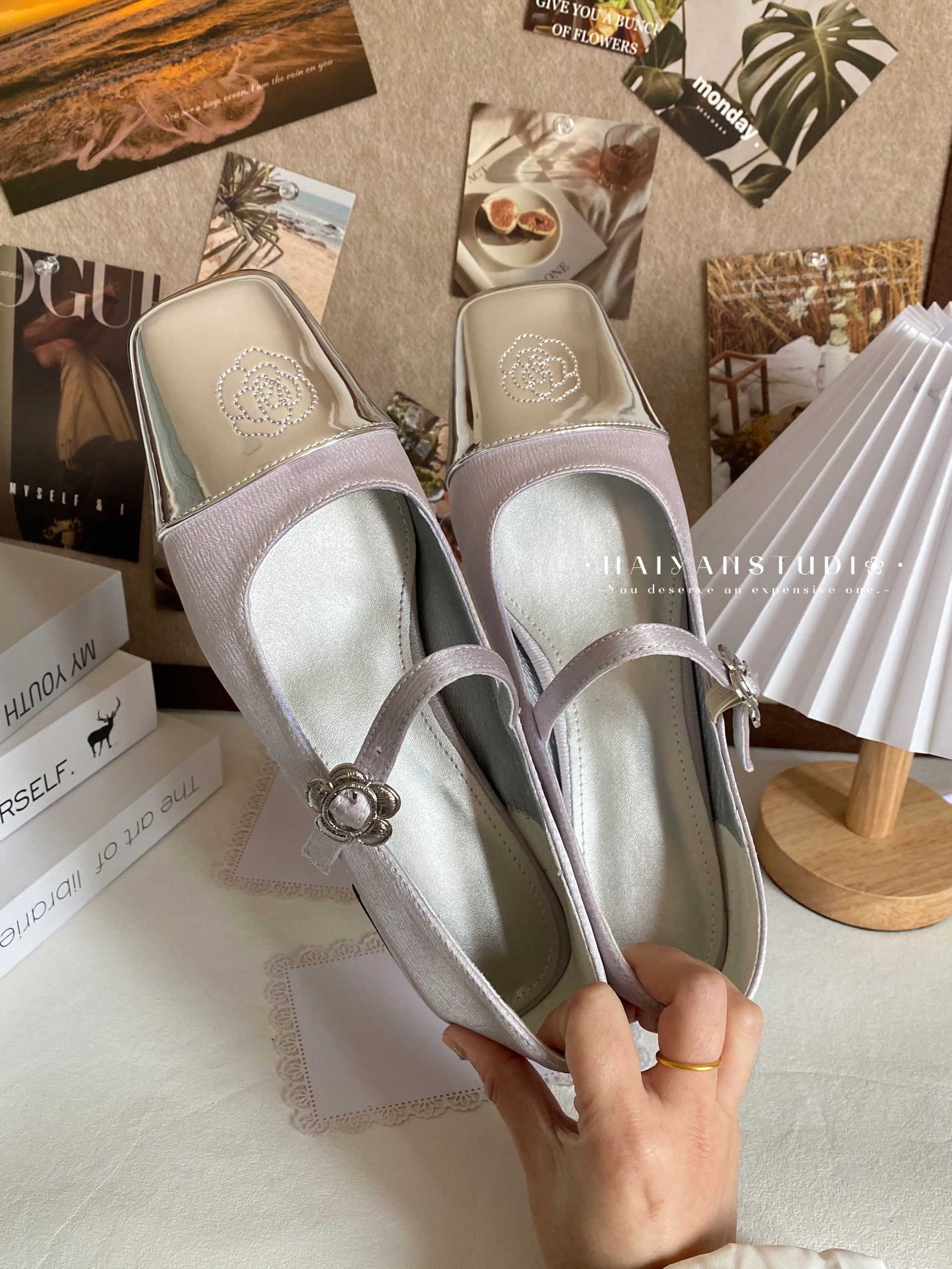 方头 袢扣 浅口鞋 皮革  - VALI鞋履AI设计主图