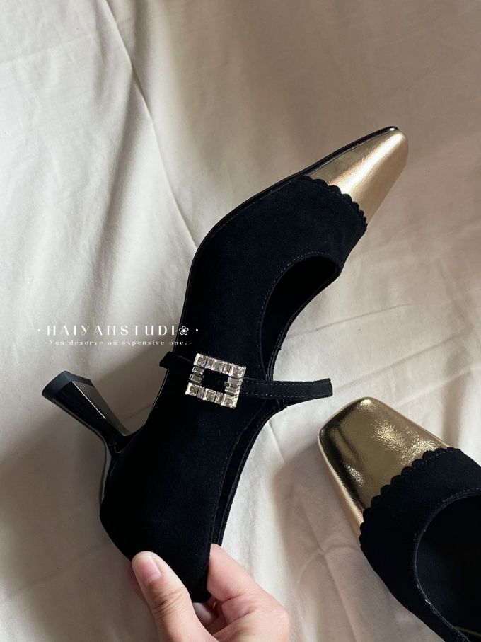 尖头 浅口鞋 皮革 