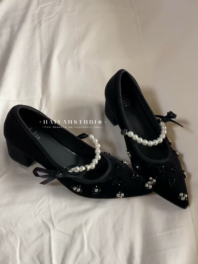 尖头 浅口鞋 布面 