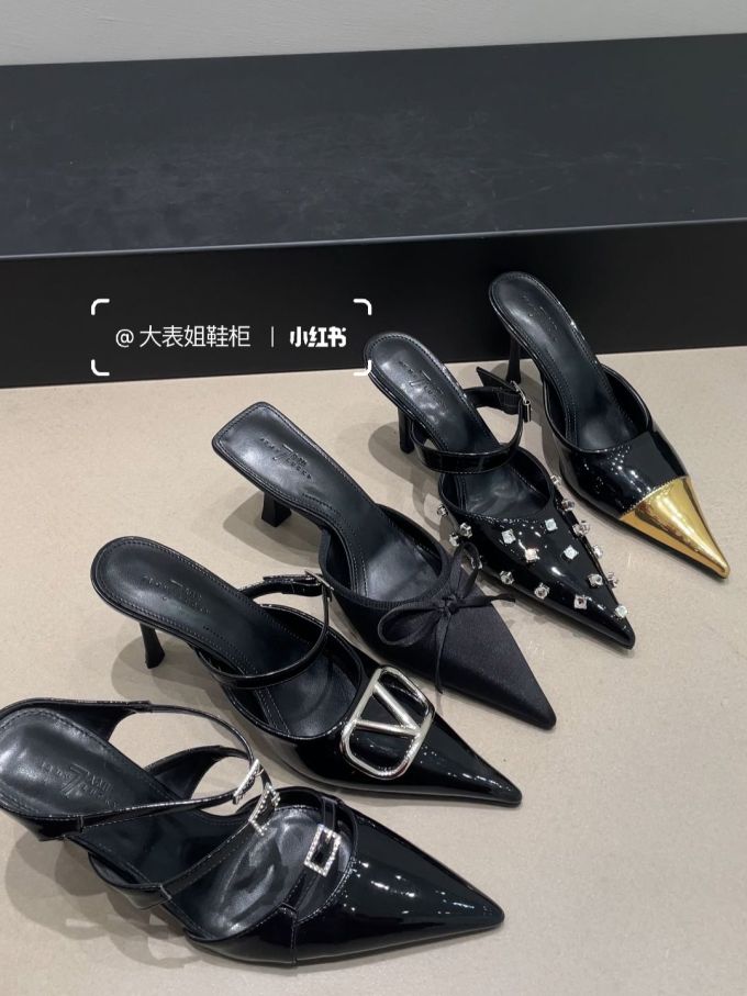 中跟 细跟 无帮 皮革