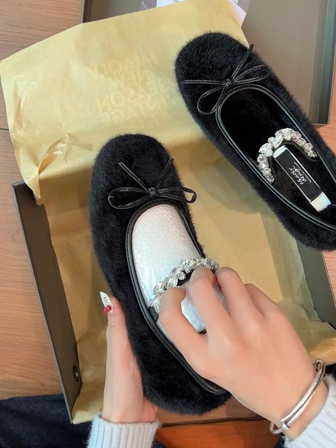 浅口鞋 绒毛/绒面 