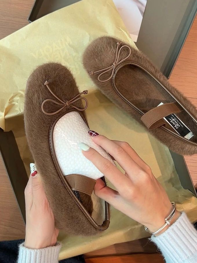 圆头 一脚蹬 松紧带 浅口鞋 绒毛/绒面 