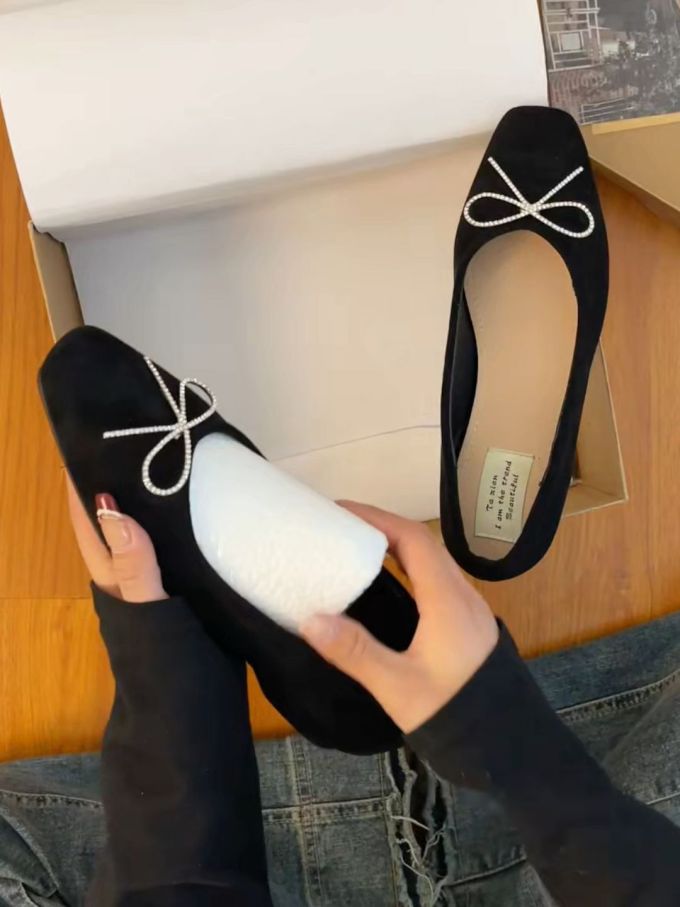 方头 一脚蹬 浅口鞋 皮革 