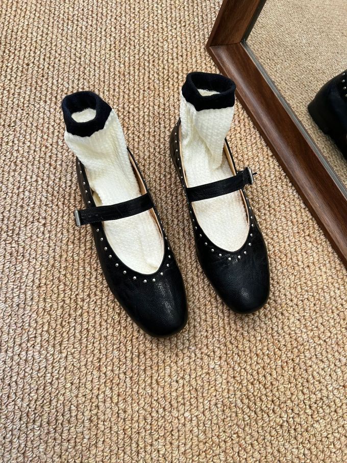 圆头 浅口鞋 皮革 