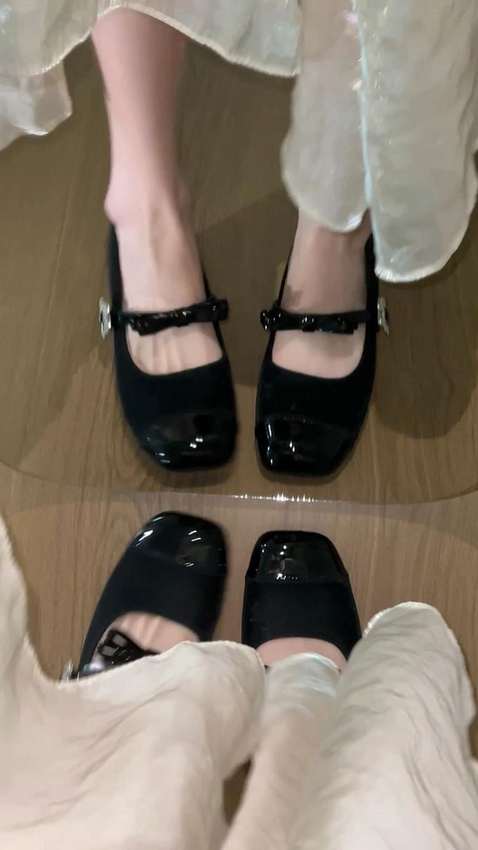 方头 中口鞋 皮革 