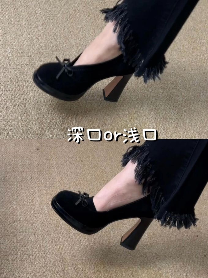 方头 浅口鞋 皮革