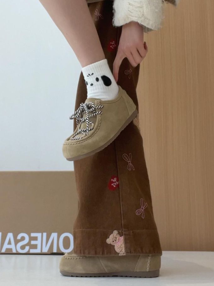 圆头 无帮 系带 皮革 
