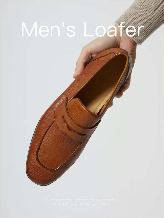 方头 一脚蹬 深口鞋 皮革 