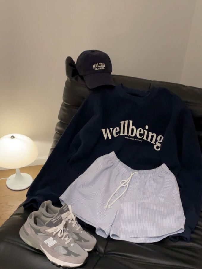 针织面料 圆形领 中长袖 基础袖 局部印染 字母 印花 夜蓝色 海鸥灰色 