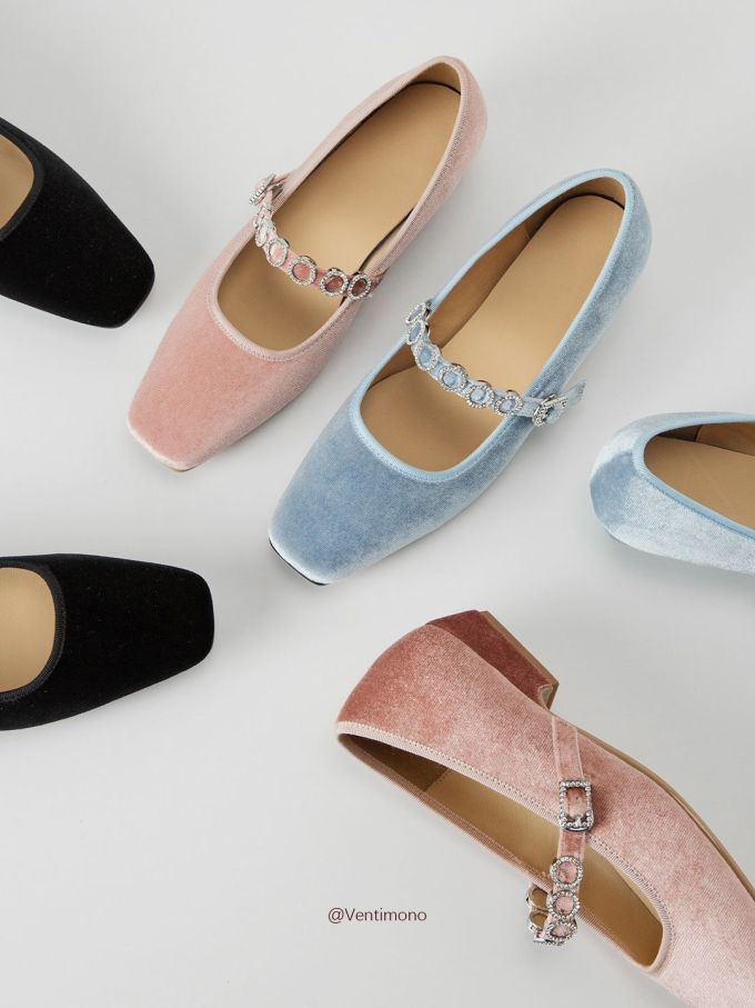 方头 浅口鞋 布面 