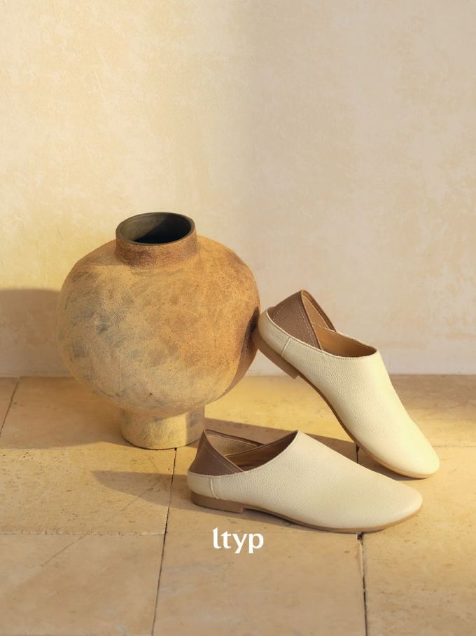 圆头 低帮 一脚蹬 中口鞋 皮革