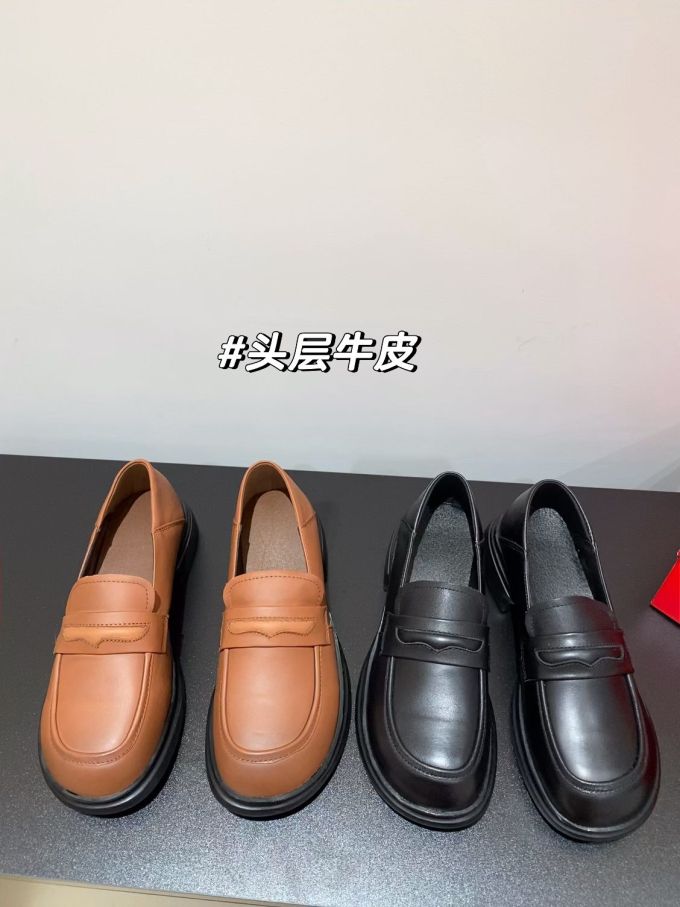 圆头 低帮 深口鞋 皮革 