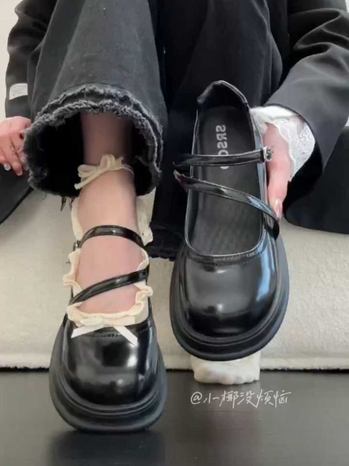 圆头 袢扣 中口鞋 皮革 