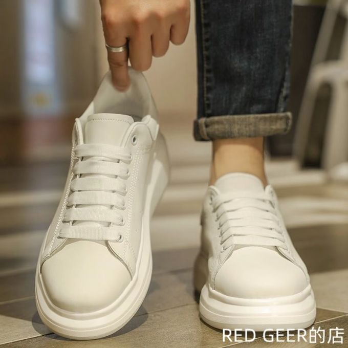 中帮 松紧带 皮革