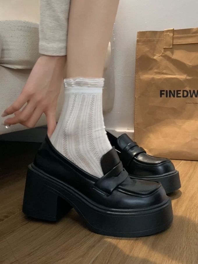 厚底 圆头 低帮 一脚蹬 深口鞋 皮革