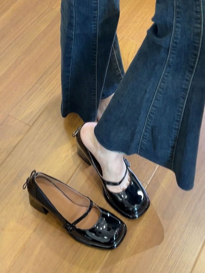 方头 中口鞋 皮革 