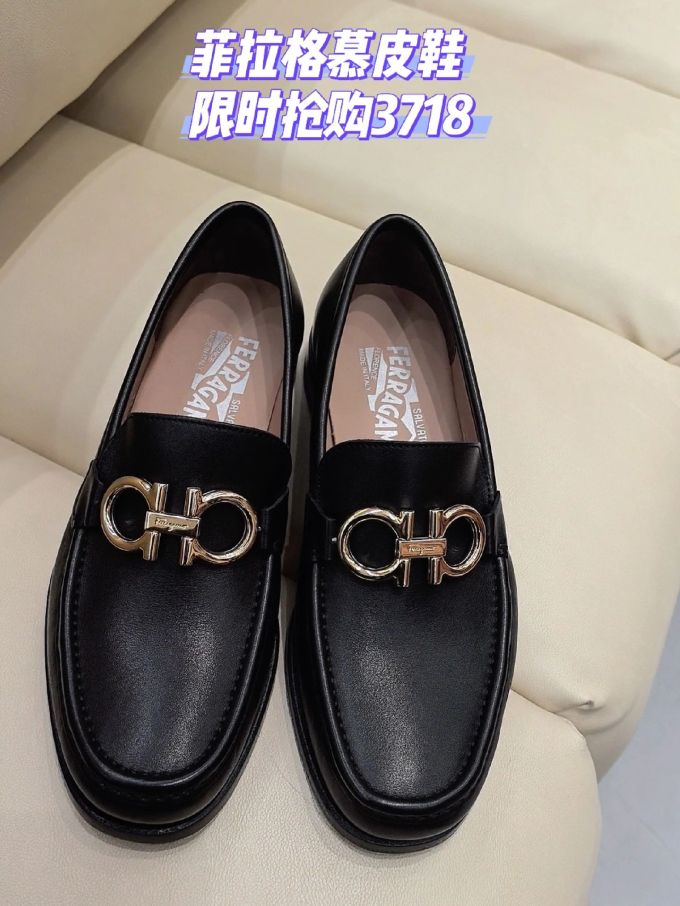 圆头 低帮 一脚蹬 深口鞋 皮革