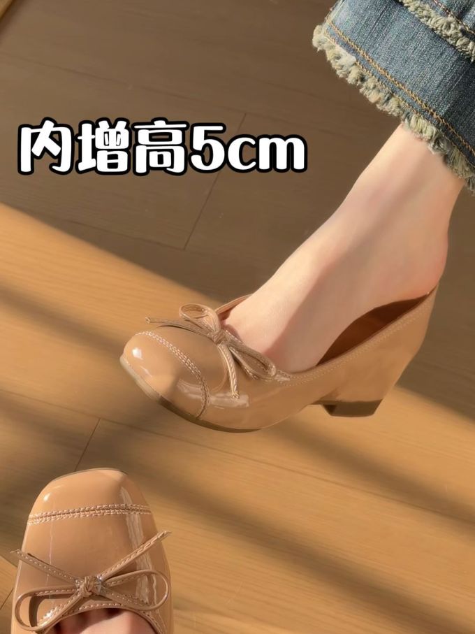 粗跟 圆头 低帮 一脚蹬 浅口鞋 皮革