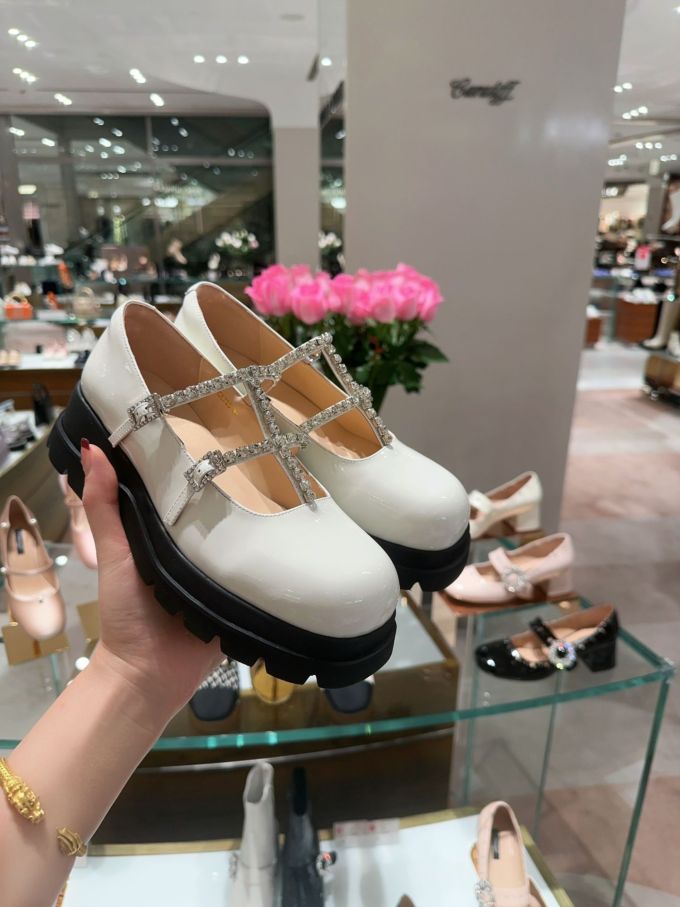 厚底 袢扣 中口鞋 皮革