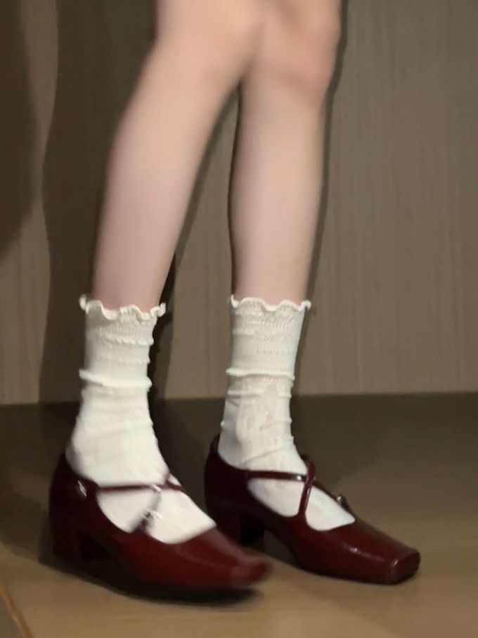 方头 中口鞋 皮革
