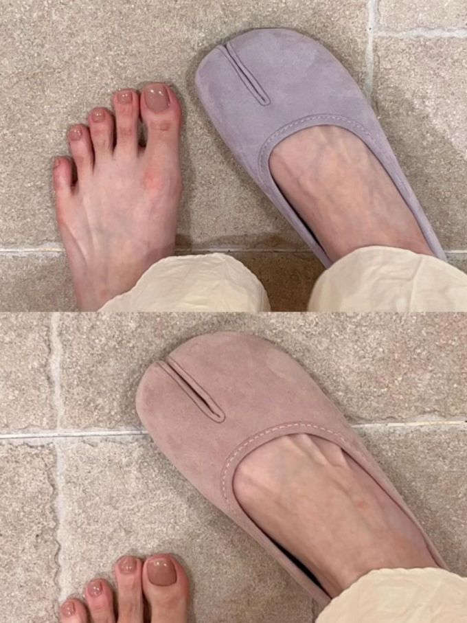 异形头-分趾 低帮 一脚蹬 深口鞋 皮革
