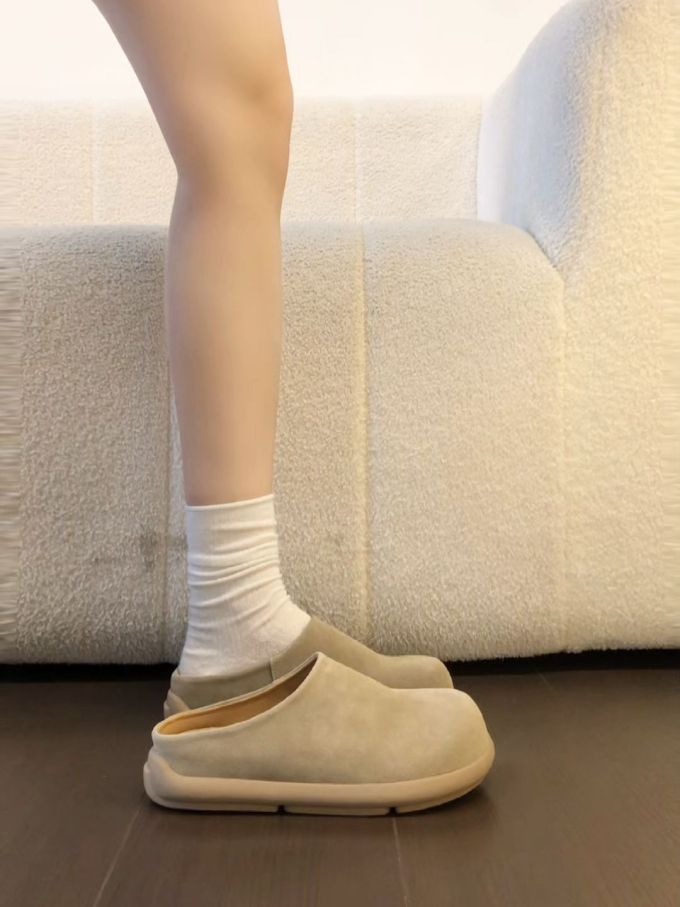 厚底 无帮 皮革 