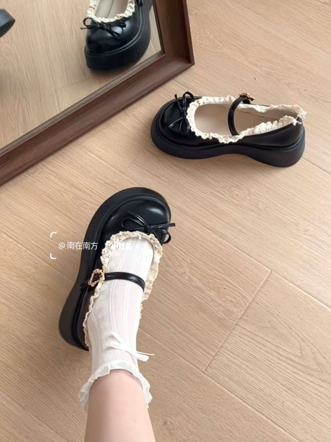 圆头 中口鞋 皮革 