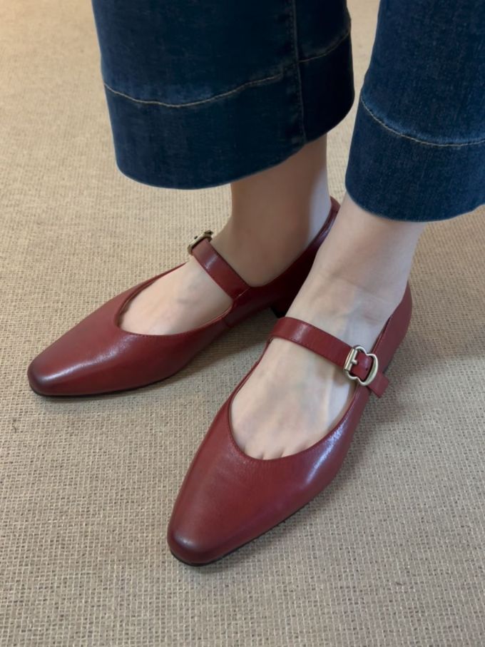 方头 袢扣 中口鞋 皮革 