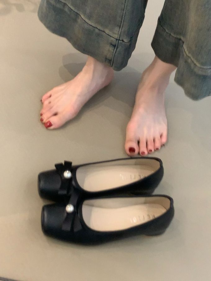 方头 低帮 浅口鞋 皮革
